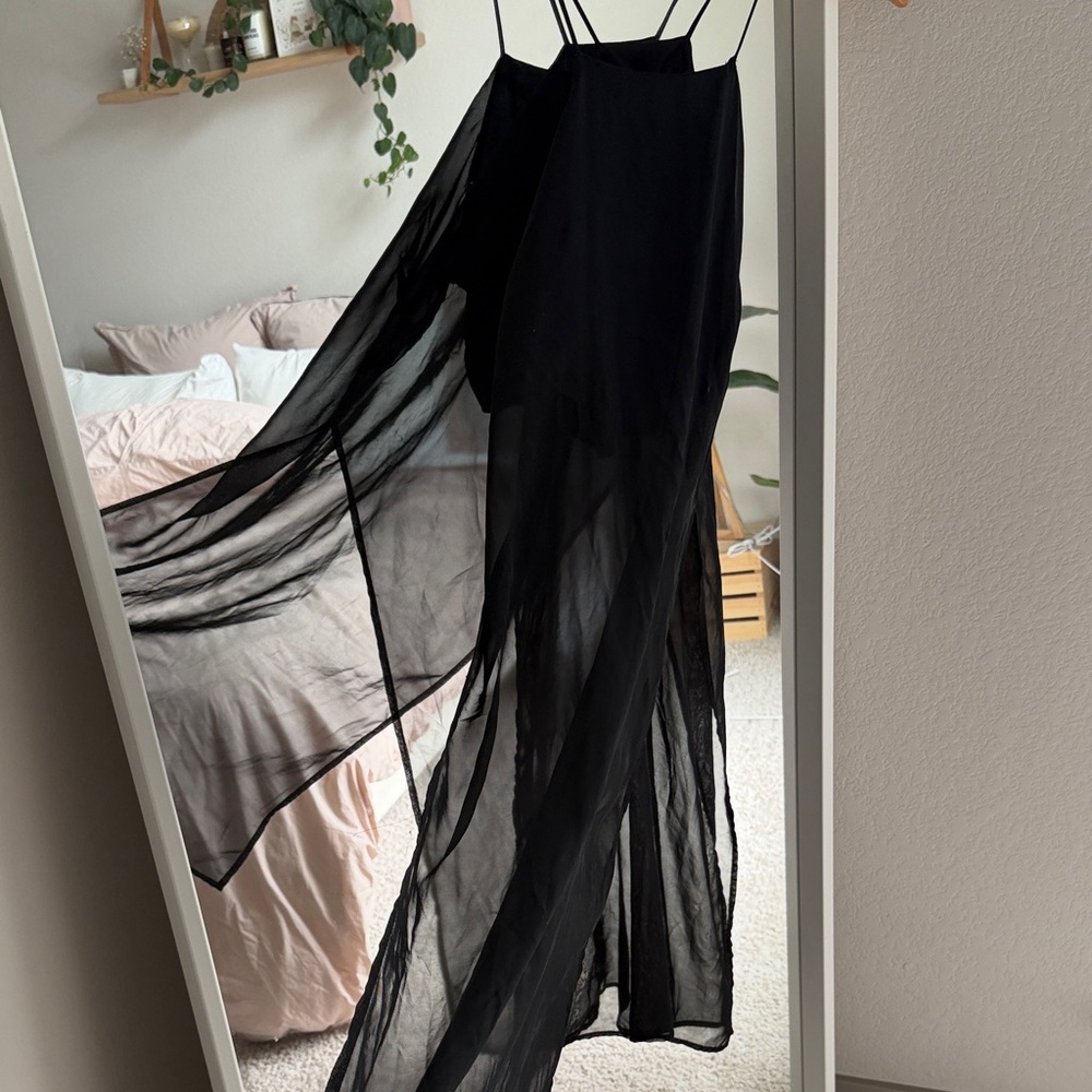 Urban Outfitters Black Sheer Slip Maxi Dress